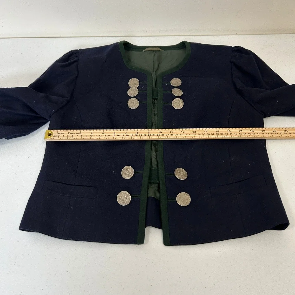 Josef Leichtfried Loden Frey Austrian Wool Skirt Suit Navy Green Trachten 40